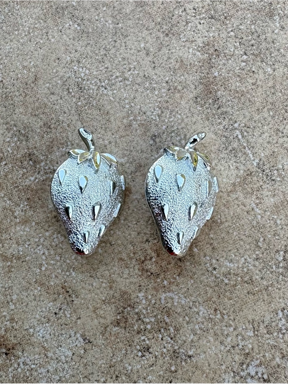 Sarah Coventry Silver-Tone Strawberry Clip-On Earrings
